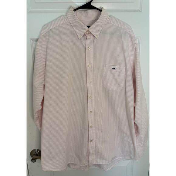 Vineyard Vines Slim Fit Tucker Shirt XXL Pink White Stripe 100% Cotton - Picture 1 of 4